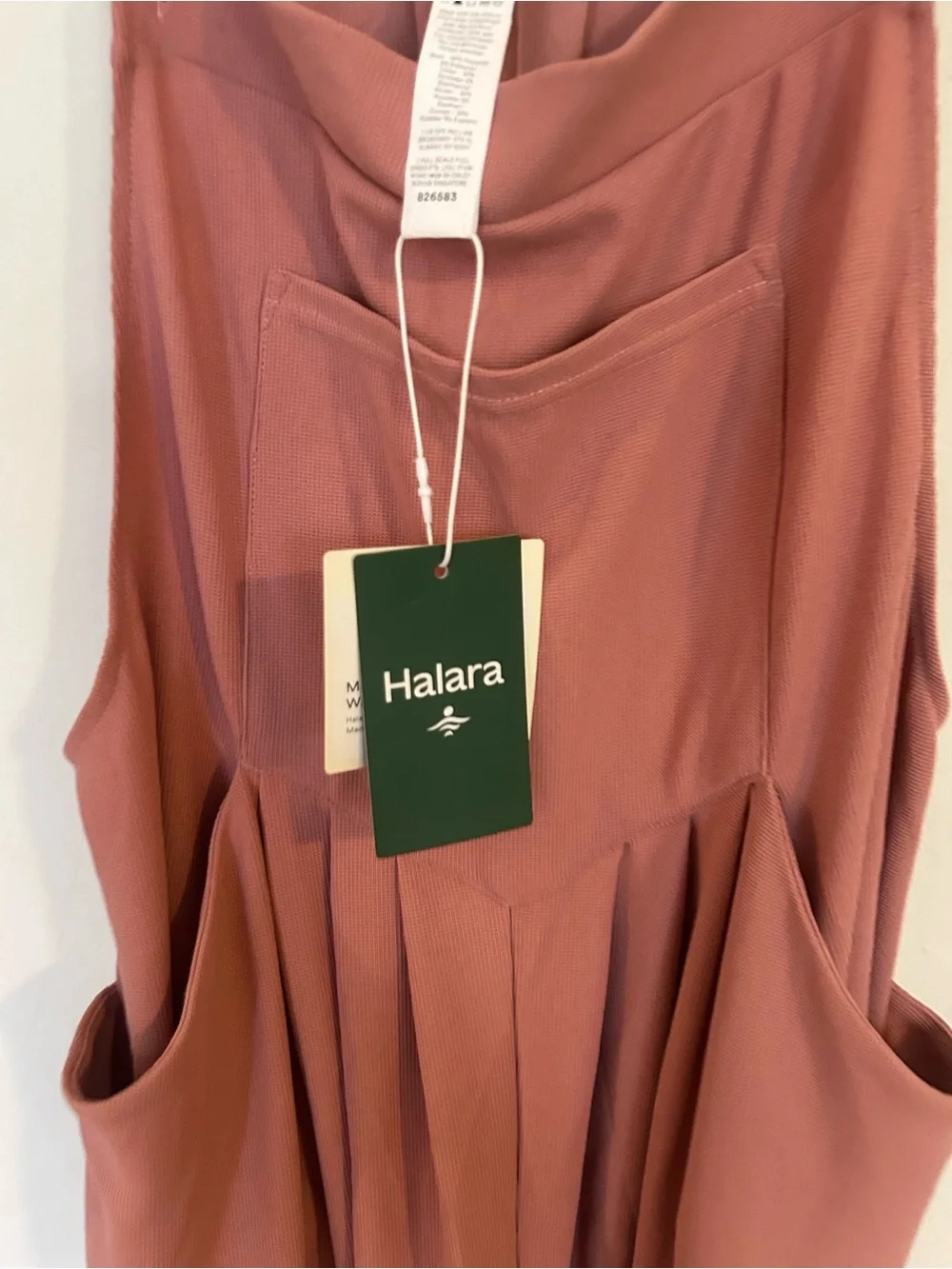 NWT Halara Large Waffle Casual Overalls Stretchy Rose Tan